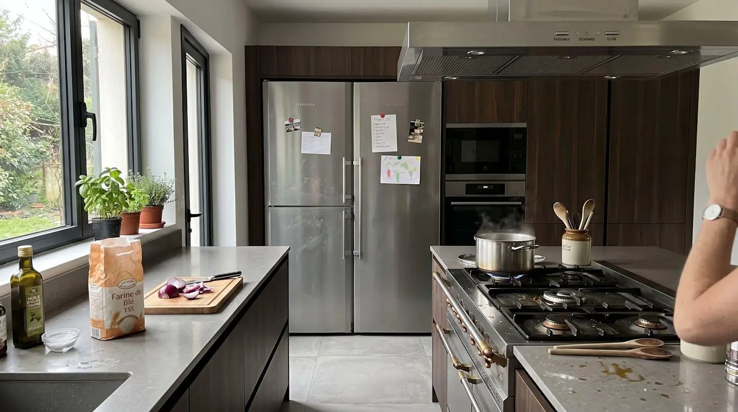 Professional-grade kitchen with multi-burner cooker and generous counter space in Île de Ré villa